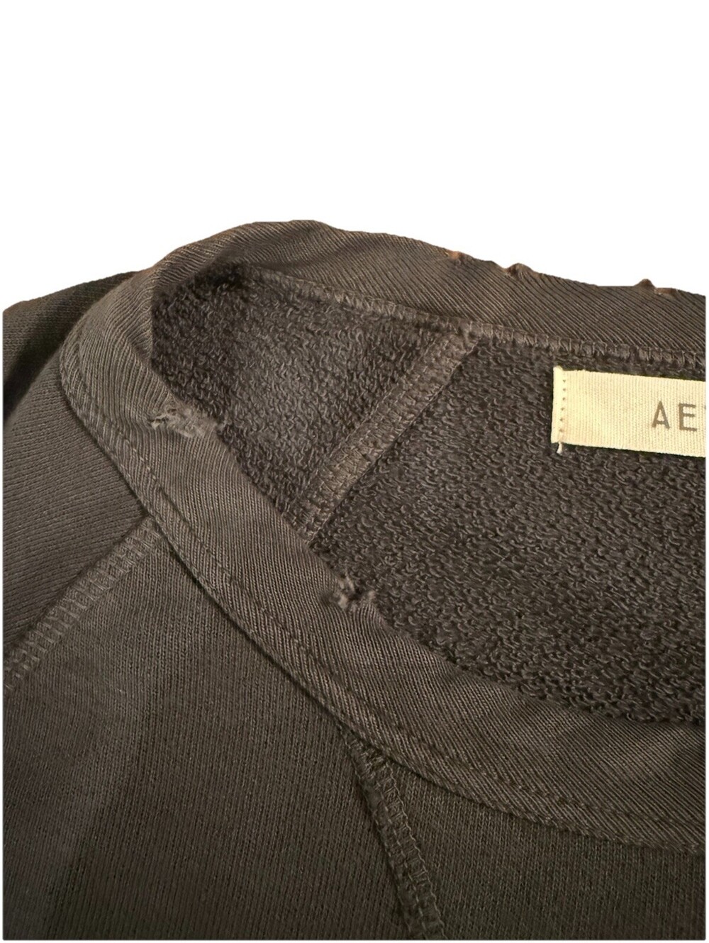 AE77 Premium Raglan Sustainable Sweatshirt Black Small New With Tags Cotton - Picture 5 of 9